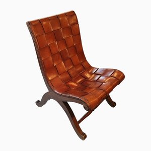 Vintage Stuhl aus Leder & Mahagoni von Pierre Lottier für Valenti