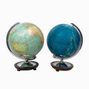 Terrestrial and Celestial Globes from Columbus, 1950s, Set of 2