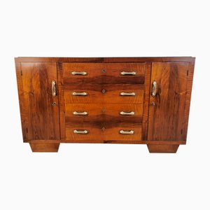Art Deco Sideboard in Walnut with Mirrored Top, 1950s