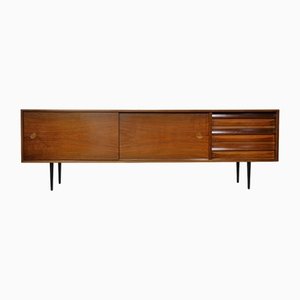 Large Walnut Sideboard with Sliding Doors and Drawers, 1960s