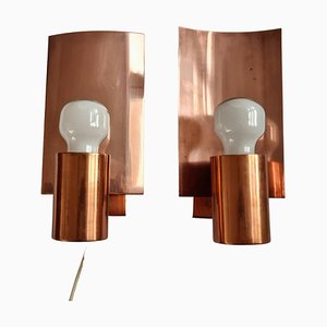 Mid-Century Copper Wall Lamps, Denmark, 1968, Set of 2