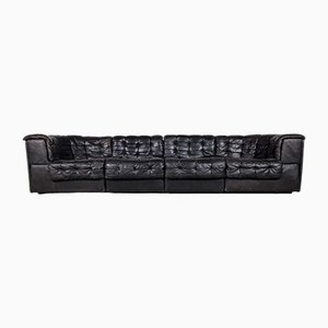 DS-11 Patchwork Black Leather Sofa from de Sede, 1970s, Set of 3