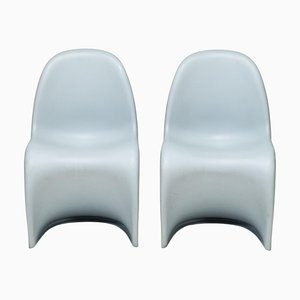 Mid-Century Modern Light Blue Panton Chairs by Verner Panton for Vitra, 2000s, Set of 2