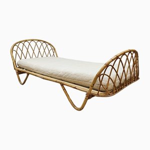 Vintage Bohemian Rattan & Bamboo Daybed, 1960s