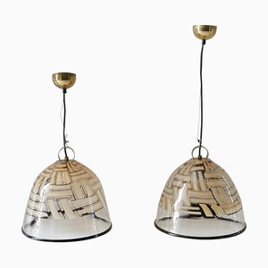 Lámparas de araña A Tessere italianas de cristal de Murano de Barovier & Toso, años 70. Juego de 2