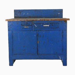 Table de Travail Vintage Brocante Bleue