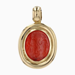 18 Karat French Yellow Gold Intaglio Pendant, 1970s