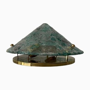 Lampada da soffitto vintage in vetro di Murano verde, anni '70