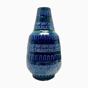 Vase Vintage en Vernis Bleu et Vert par Bitossi, 1970s