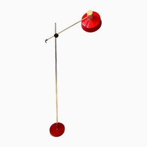 Lámpara de pie ajustable roja en estilo de Hoogervorst, años 70