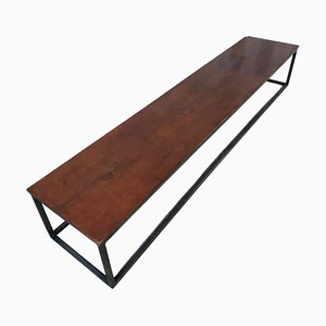 Long and Narrow Coffee Table in Walnut with Steel Frame