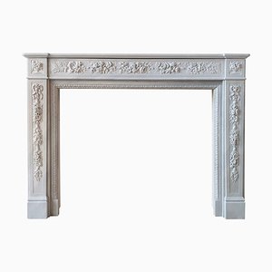 Antique Light Grey Carrara Marble Fireplace in Classicist Style