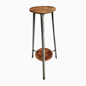Industrial Plant Side Table in Iron and Wood