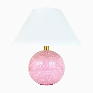 Lampe de Bureau Rosé Pastel Polka Dot Sphère en Céramique et Laiton de Studio Paf Milano, 1970s