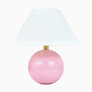 Rosé Pastel Polka Dot Sphere Table Lamp in Ceramic & Brass from Studio Paf Milano, 1970s