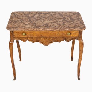 Table d'Appoint 18ème Siècle en Chêne avec Plateau en Marbre, France