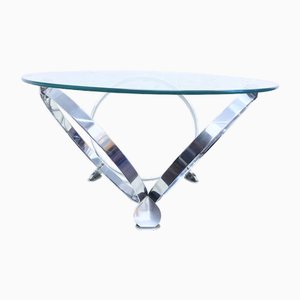 Space Age Coffee Table in Chrome & Glass, 1960s