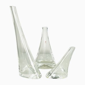 Vases en Cristal par Angelo Mangiarotti pour Cristalleria Colle, 1980s, Set de 3