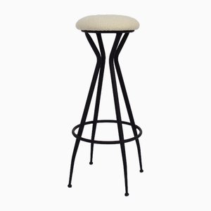 Sgabello alto singolo in metallo con seduta in lana Dedar, Italia, 1960