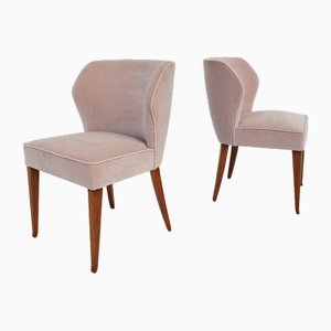Chair Upholstered in Light Pink Velvet by Osvaldo Borsani for Atelier Borsani Varedo, Italy, 1950s, Set of 2