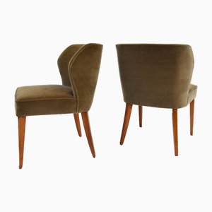 Set of Chair Upholstered in Turtledove Velvet by Osvaldo Borsani for Atelier Borsani Varedo, Italy, 1950s