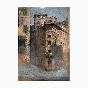 Antonio Reyna Manescau, Rome, Oil on Wood, Framed