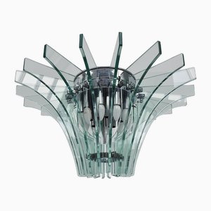 Large Glass Segmented Flush Light by Max Ingrand for Fontana Arte, Italy, 1969