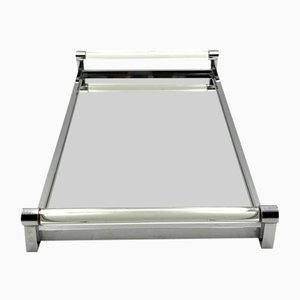 French Modern Acrylic Mirrored Tray by Jacques Adnet for Maison Adnet, 1940s