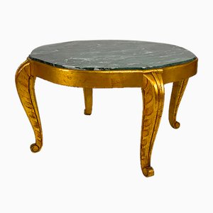 Tavolino Art Déco dorato con ripiano in marmo di Maison Jansen, anni '40