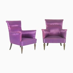 Italian Purple Armchairs, 1950s, Set of 2