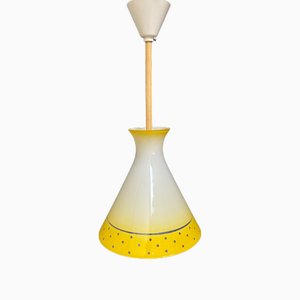 Gelbe Glas Hängelampe, 1960er