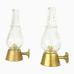 Mid-Century Murano Glass & Brass Sconces from Seguso, 1940s, Set of 2