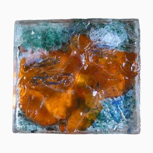 Italian Murano Glass Bas-Regilf Tile by Rubin for Costantini Forge of Angels, 1970s
