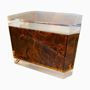 Modernist Italian Fake Tortoise Acrylic Glass Box, 1980s