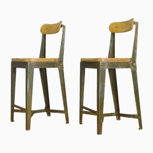 Set of Industrial Factory Chairs By Leabank, 1940s