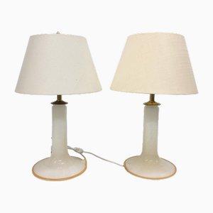 Lampade Hollywood Regency con base in vetro, anni '70, set di 2