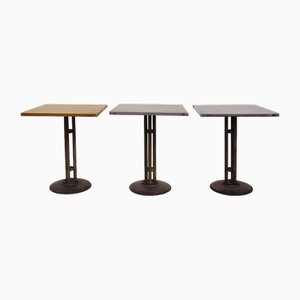 Tavolini da esterno vintage in alluminio anodizzato gialli, grigi, anni '50, set di 3