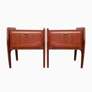 Vintage Italian Bedside Tables in Mahogany, 1950s