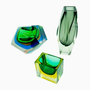 Murano Submerged Glass Set by A. Mandruzzato for Made Murano Glass, 1970, Set of 3