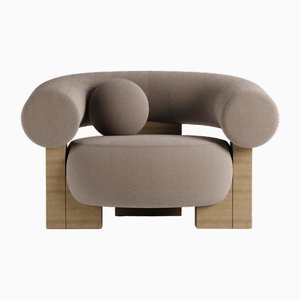 Modern Cassette Armchair in Taupe Boucle by Collector Studio