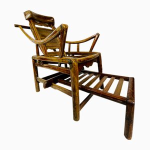 Antique Chinese Handcrafted Bamboo Lounge Chair, 1900