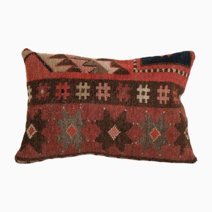 Housses de Coussin d'Extérieur Oushak en Laine Bio Tribale Rouge Brique, Turquie, 2010s