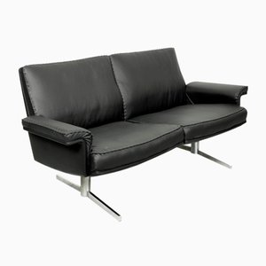Mid-Century Black Leather Model DS31 2-Seat Sofa by De Sede, 1970s