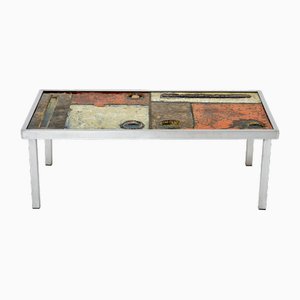 Ceramic Steel Coffee Table from Robert and Jean Cloutier, 1950s