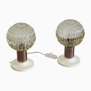 Type 2022 Bedside Lamps with Ball-Shaped Glass Shades, DDR, 1960s, Set of 2