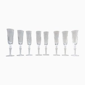 French Baccarat Crystal Champagne Coupes, 1970s, Set of 8