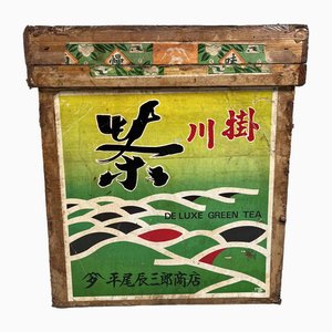 Caja de transporte de té japonesa de madera, 1950.