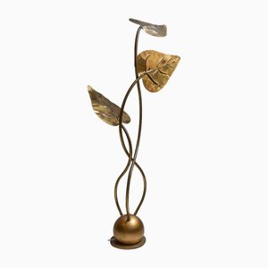 Leaf-Shaped Floor Lamp in Brass attributed to Tommaso Barbi, Italy, 1970