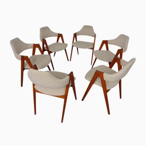Compass Chairs in Teak by Kai Kristiansen for Sva Mobler, 1960s, Set of 6