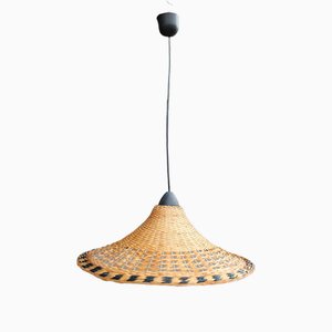 Mid-Century Ceiling Light in Braided Straw, Italy, 1950s